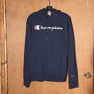 Champion Pullover Hoodie, Navy Blue, in Large